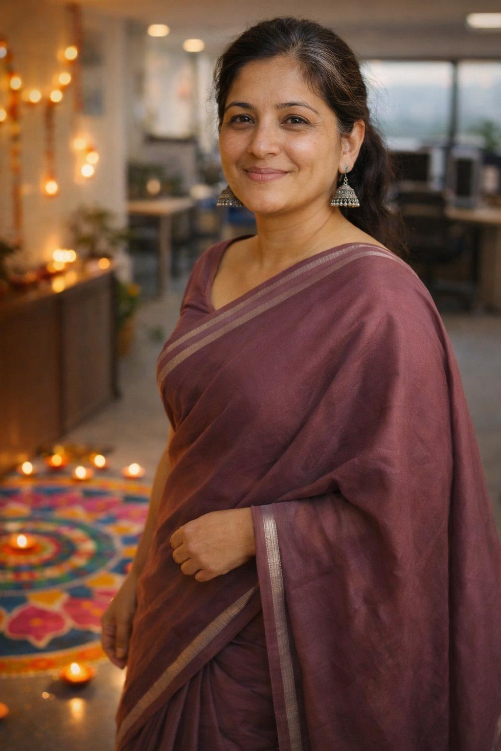 Meera Kapoor wearing the Office Diwali outfit